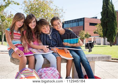 School Kids Taking Selfies