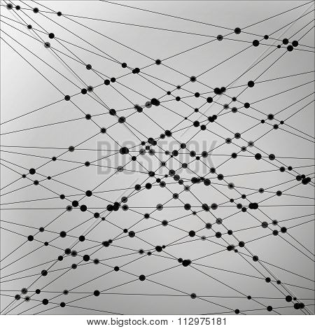 Vector Linear Abstract Monochrome Background With Dots.