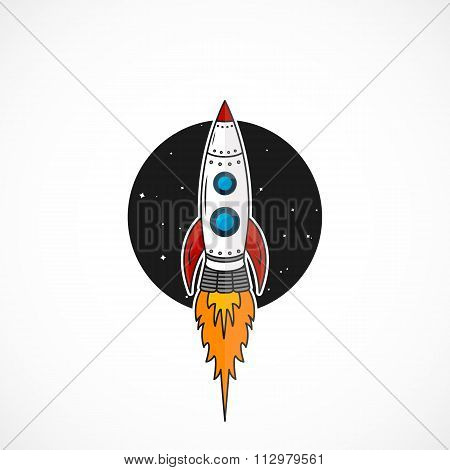 Space rocket launch. Start up and quick start concept. Vector illustration