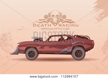 Concept post-Apocalypse car. Vector illustration.