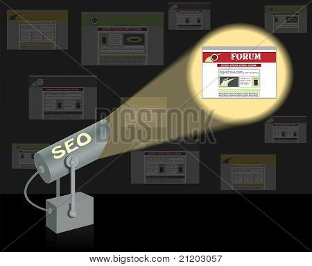 SEO-reflector. Concepto de optimización de búsqueda.