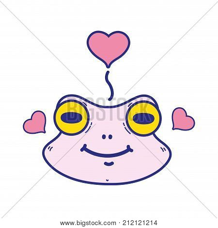 cute flog female animal with hearts design vector illustration