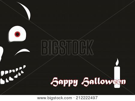 Halloween background with skull and white candle