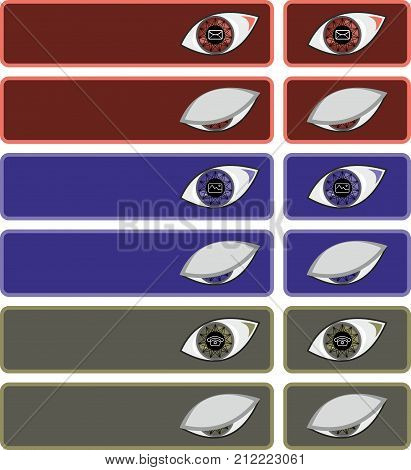 Network icons with several colours and eyes