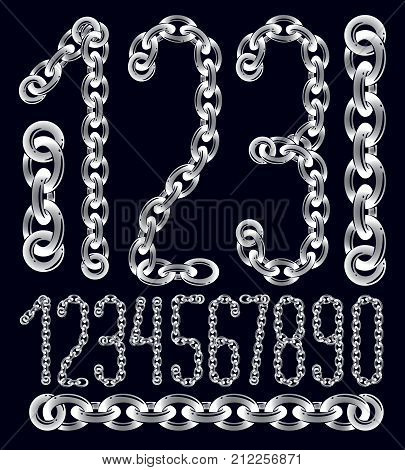 Set Of Vector Numerals From 0 To 9. Elegant Numbers For Use As Poster Design Elements. Made With Ste