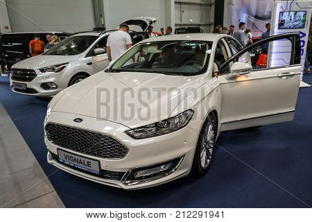 CRACOW POLAND - MAY 20 2017: Ford Vignale displayed at MOTO SHOW in Cracow Poland. Exhibitors present most interesting aspects of the automotive industry