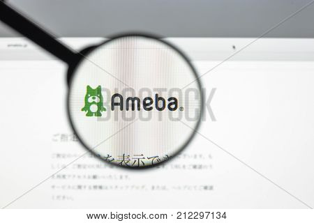 Milan Italy - August 10 2017: Ameblo website homepage. It is -. Ameblo logo visible.