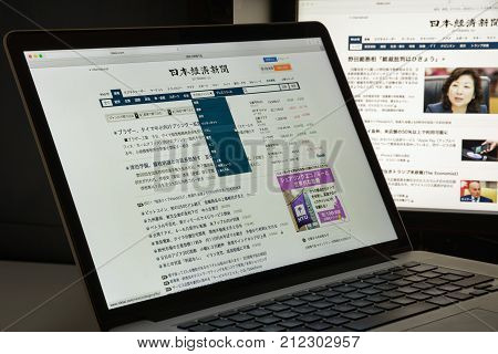 Milan, Italy - August 10, 2017: Nikkei Website Homepage. It Is Nikkei Inc.'s Flagship Publication An