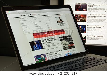 Milan, Italy - August 10, 2017: Stereogum Website Homepage. It Is A Daily Internet Publication That