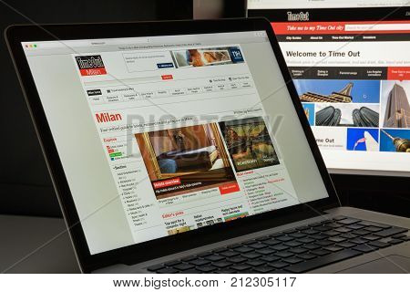 Milan, Italy - August 10, 2017: Timeout.com Website Homepage.  Timeout Logo Visible.