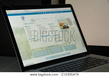 Milan, Italy - August 10, 2017: Unilever Website Homepage. It Is A Dutch-british Transnational Consu