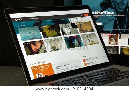 Milan, Italy - August 10, 2017: Emusic Website Homepage. It Is An Online Music And Audiobook Store T