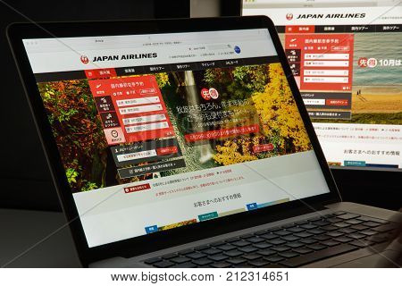 Milan, Italy - August 10, 2017: Jal Website Homepage. It Is The Flag Carrier Airline Of Japan And Th