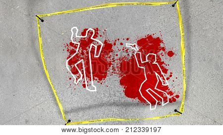 Crime Scene With A Bloody Smudge