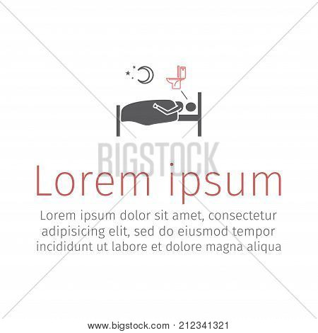 A man waking up to urinate middle of night. Vector sign for web graphic