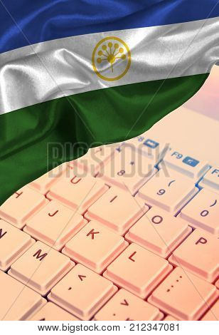 Grunge colorful flag Bashkortostan, with copyspace for your text or images on the keyboard background