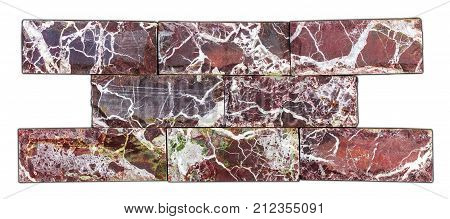 sample of natural building decorative stone on a white background close-up