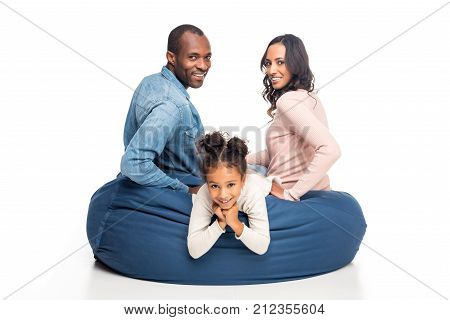 African American Family On Bean Bag Chair
