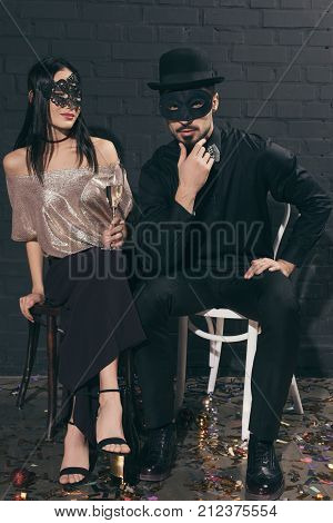 Multiethnic Couple At New Year Party