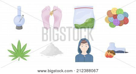 Drug addiction and attributes icons in set collection for design. Addict and Drug vector symbol stock  illustration.
