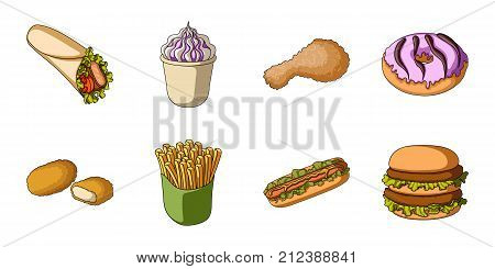 Fast food icons in set collection for design.Food from semi-finished products vector symbol stock  illustration.
