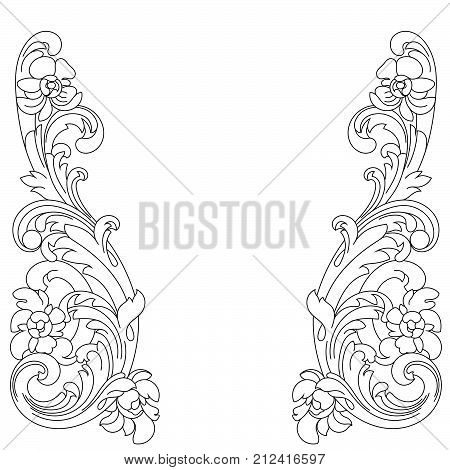 Black vintage ornament, baroque ornament, scroll ornament, engraving ornament, border ornament, floral ornament, retro pattern, antique pattern, style acanthus pattern, foliage pattern, swirl pattern decorative pattern, filigree pattern. vector