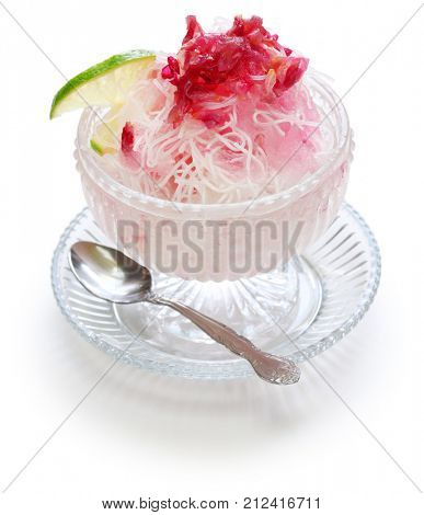homemade faloodeh, traditional iranian cold dessert isolated on white background
