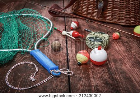 Fishing tackle net with bobbers and kreel