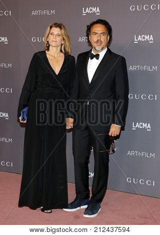 Alejandro Gonzalez Inarritu and Maria Eladia Hagerman at the 2017 LACMA Art + Film Gala Honoring Mark Bradford And George Lucas held at the LACMA in Los Angeles, USA on November 4, 2017.