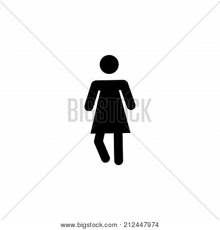 Standing silhouette woman icon on white background