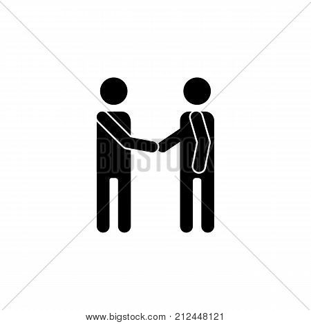 Friendly handshake of two silhouette icon on white background
