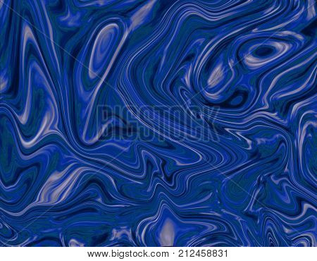 Modern artwork with abstract marble painting. blue paint. Unusual handmade background for poster card invitation. Acrylic paints on water surface. Horizontal.