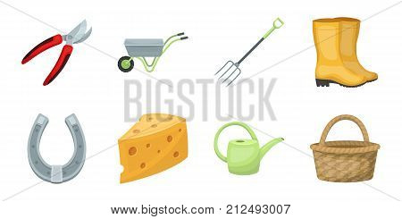 Farm and gardening icons in set collection for design. Farm and equipment vector symbol stock  illustration.