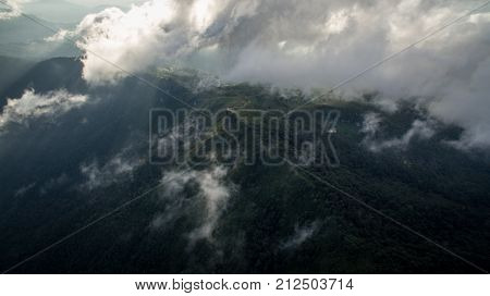 Aerial Shot Phu Chi Fa Chiang Rai north, of thailand