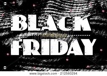 Black friday sale banner template design. Dark banner. Vintage style. Grunge wood texture. Cool shabby design. Vector illustration EPS 10.