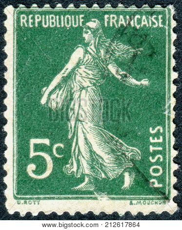 FRANCE - CIRCA 1933: A stamp printed in France depicts a sower circa 1933