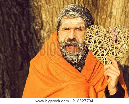 Man In Blanket With Heart
