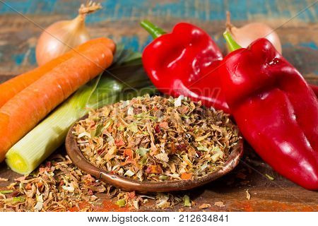 Dry Vegetable Mix For Preparation Of Traditional Indonesian Rice Dish Nasi Goreng