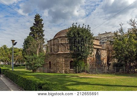 THESSALONIKI, GREECE - SEPTEMBER 30, 2017: Ottoman bathhouse Bey Hamam located at Egnatia street  in the center of city of Thessaloniki, Central Macedonia, Greece
