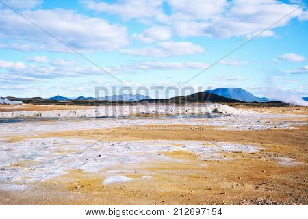 Fumarole Field In Namafjall, Iceland.