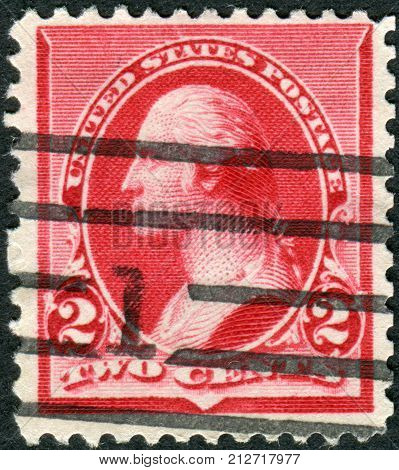 USA - CIRCA 1890: Postage stamp printed in the USA a portrait of 1st President of the United States founder of the United States George Washington circa 1890