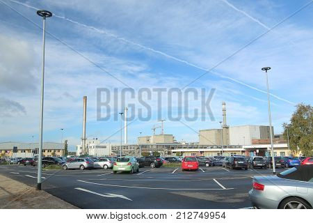LUBMIN GERMANY - OCT 23 2017 : Parking lot of former Greifswald nuclear power station.