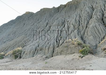 The Slope Of The Mountain With Traces Of Water Flow In Republic Of Crimea