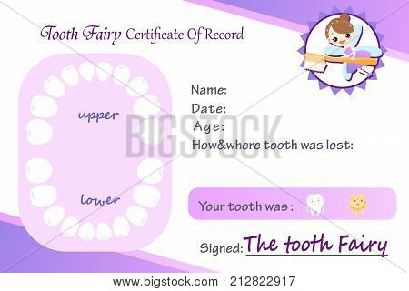 cute cartoon tooth fairy certificated of record