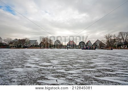The village UItdam on a cold winter day in the Netherlands