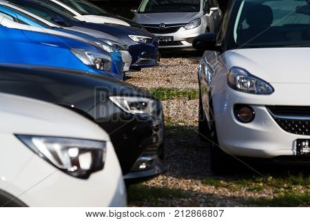 Prague, Czech Republic - November 5: Opel Cars In Front Of Dealership Building On November 5, 2017 I