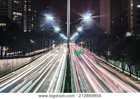 Traffic At Avenue 23Th Of May (avenida 23 De Maio) In San Paulo (sao Paulo), Brazil (brasil)