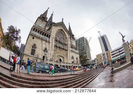 MANIZALES COLOMBIA - MAY 31: The Cathedral Basilica of our Lady of the Rosary after the rain in Manizales Colombia on May 31 2016.