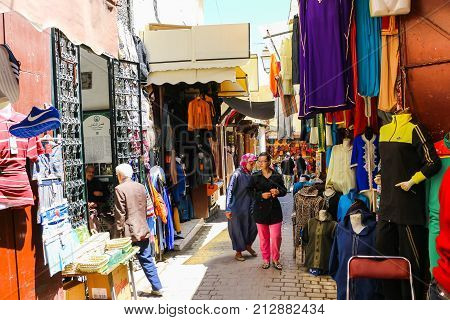 Pepole On The Street Of Rabat City In Morocco