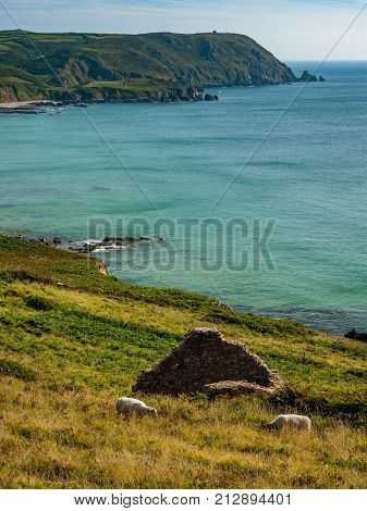 View Over Beach At Baie D'ecalgrain Near Auderville In Normandy France